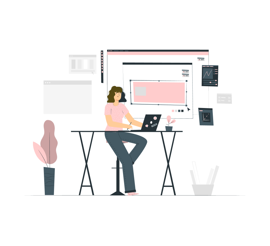 ilustración de programadora trabajando